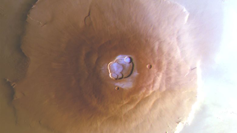 This image shows Olympus Mons, the tallest volcano not only on Mars but in the entire Solar System. It was obtained in the early morning (7:20am Local Solar Time, LST) by the Stereo Camera aboard ESA’s Mars Express, and taken as part of new research revealing water frost for the first time near Mars’s equator (a part of the planet where it was thought impossible for frost to exist).