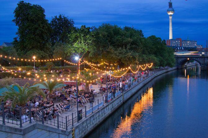 <strong>3. Berlin:</strong> The German capital is the best place to party in Europe. An open-air bar in Monbijou Park, beside the River Spree, is pictured.