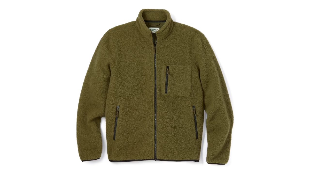 Huckberry sherpa fleece jacket in olive green