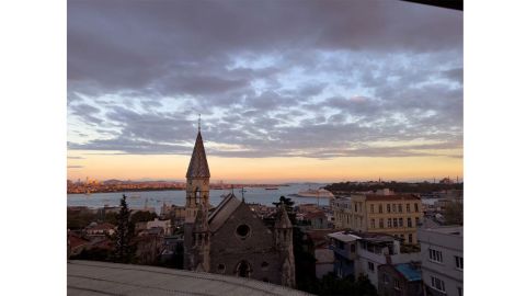 Top: Unedited view overlooking the Golden Horn and the Asian side of Istanbul.