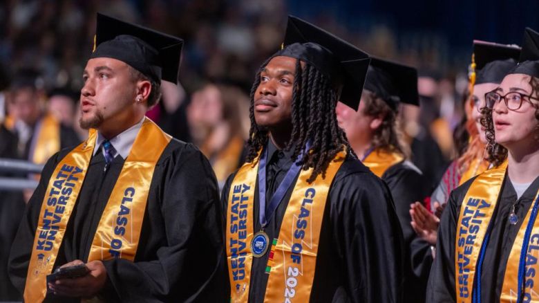 Anthony Claytor looks on during his graduation ceremony from Kent State University.