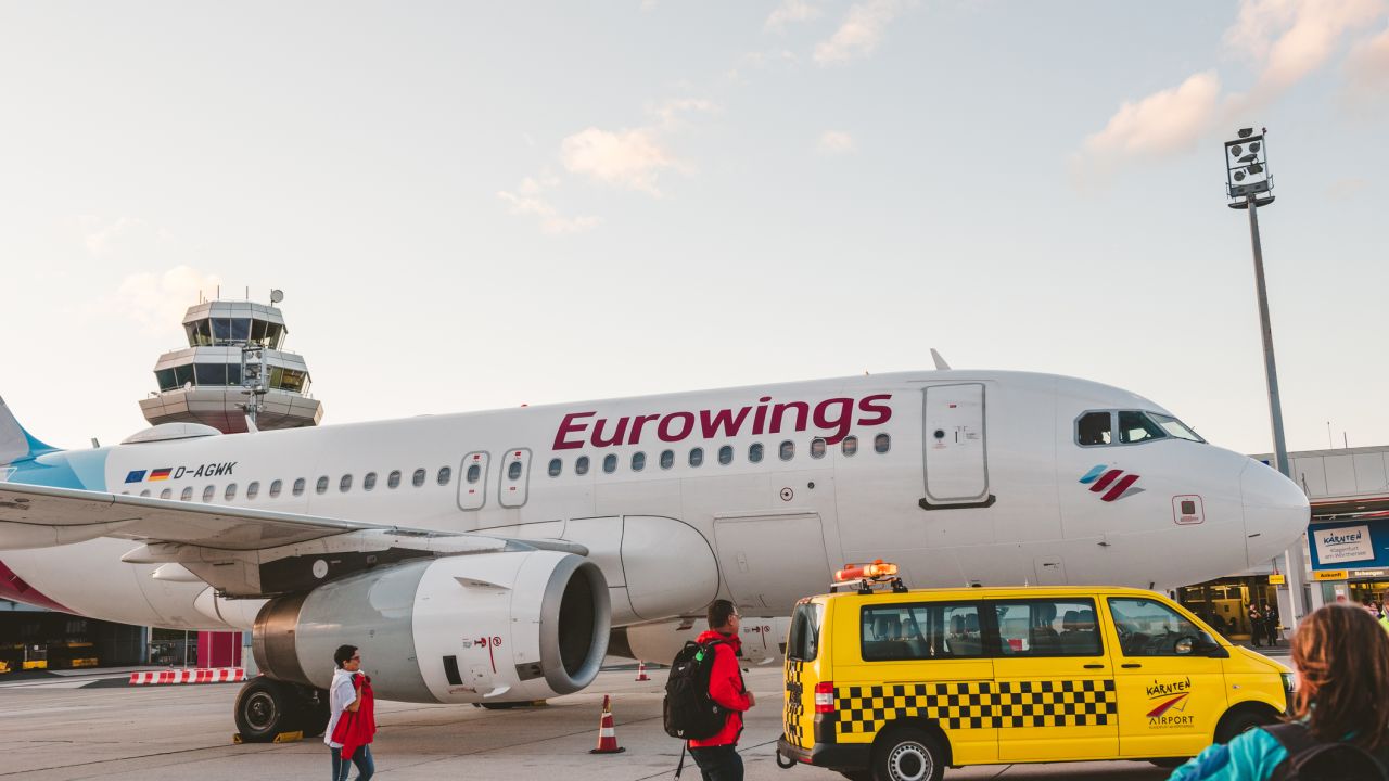 A photo of a Eurowings plane in Austria