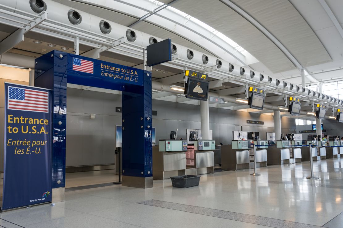 A photo of an entry to a U.S. customs preclearance facility in Toronto Pearson International Airport in Toronto, Canada 