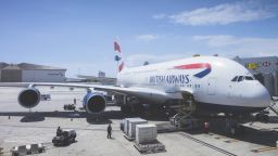 A photo of a British Airways Airbus A380 in Los Angeles, USA