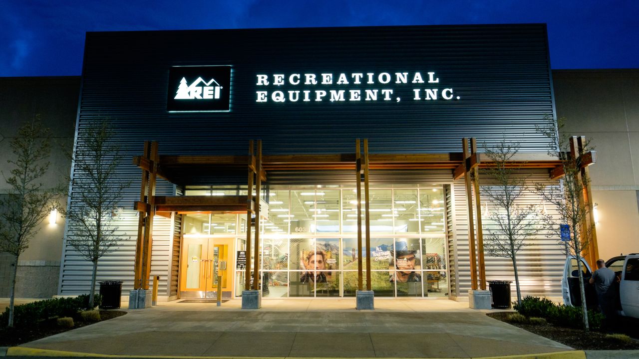 rei storefront exterior night