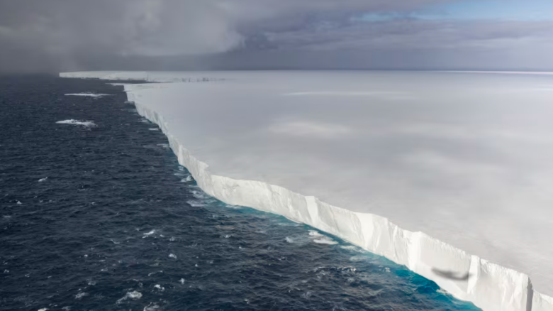 Vista aérea del iceberg A23a en el océano Atlántico Sur, cerca de las islas Georgia del Sur y Sandwich del Sur, el 24 de noviembre de 2024.