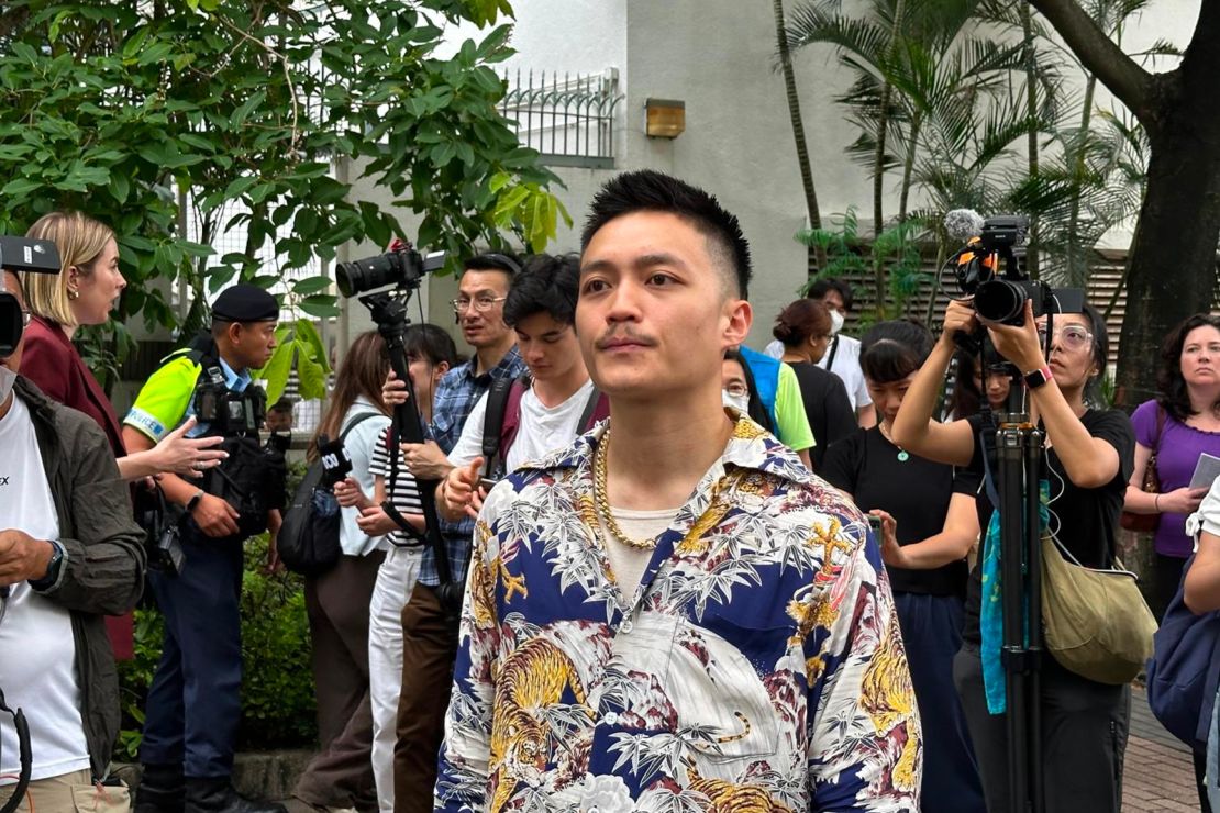 Lee Yue-shun speaks to media after being acquitted on national security charges in Hong Kong, China, on May 30, 2024.