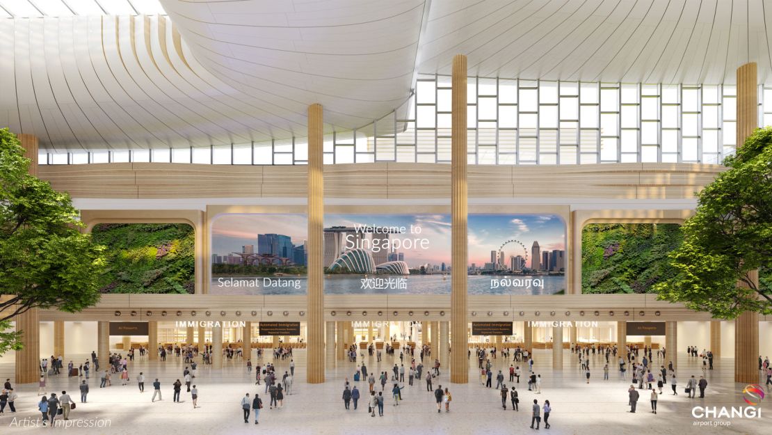 This artist's rendering shows the Arrival Immigration Hall at T5.