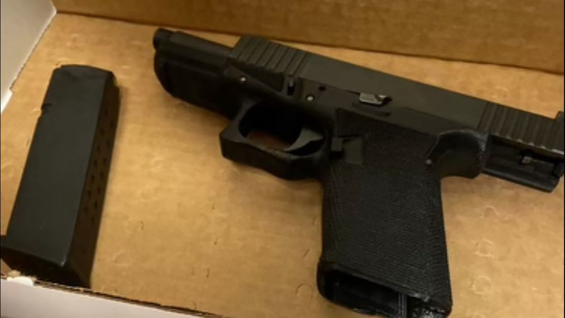 This image shows a firearm that authorities say they found while searching the suspect.