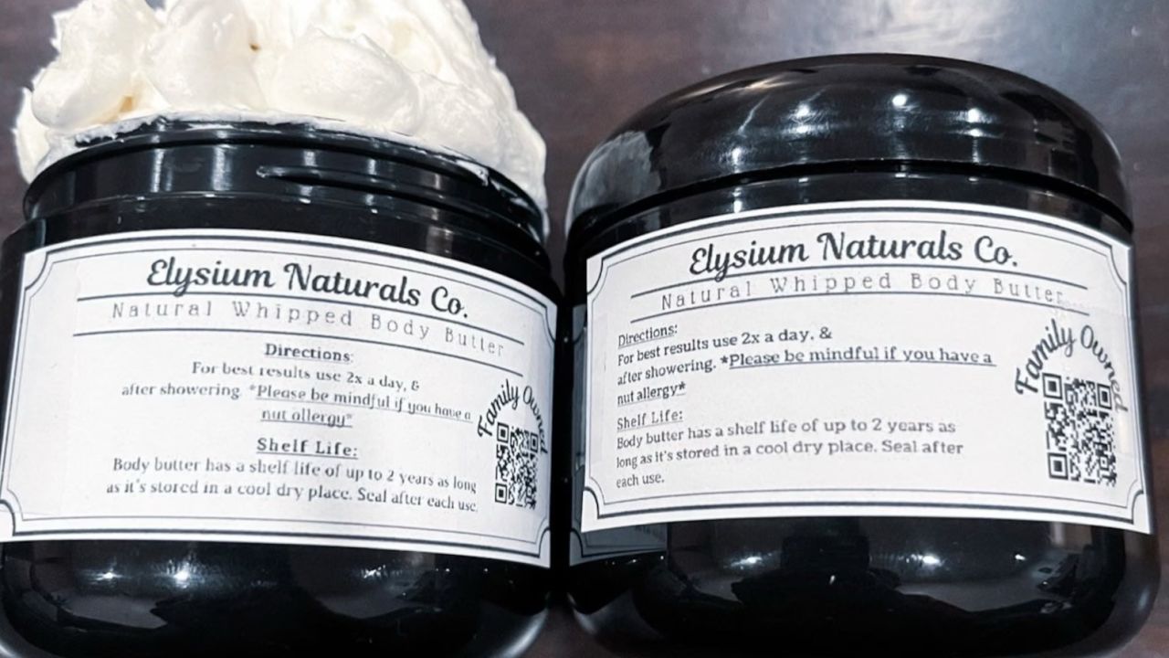 Two jars of body butter.