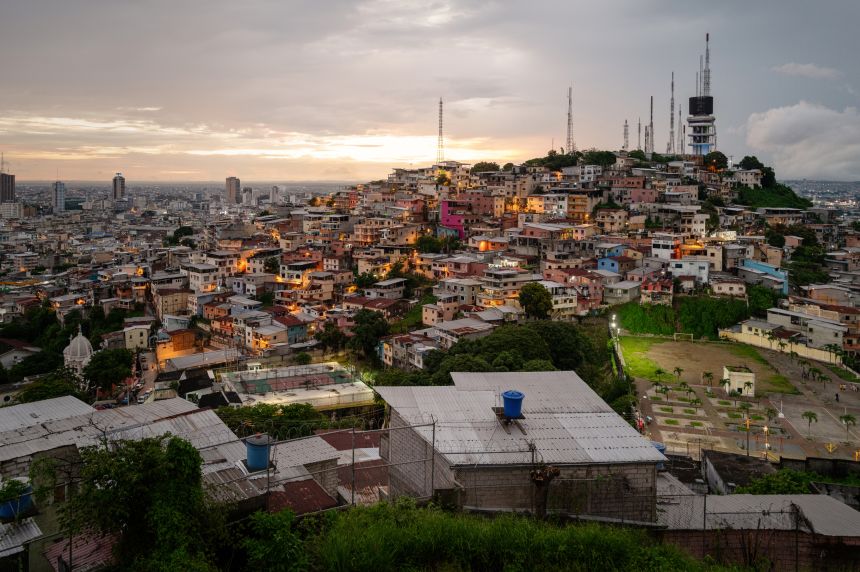 Hilltop homes in Guayaquil, Ecuador’s busiest port, where drugs are moved in and out of the country.