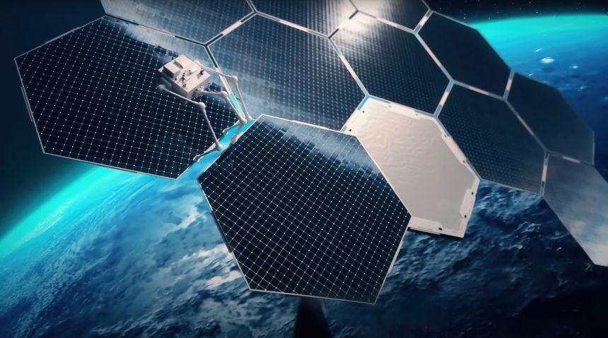 Thales Alenia Space'in bir gün uzay veri merkezinin nasıl görünebileceğine dair bir çizimi.
