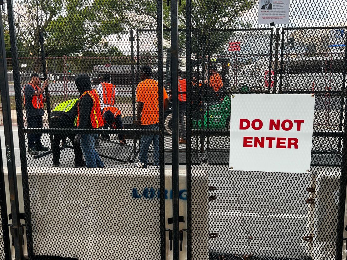 The new row of fencing was installed in between the two rows that had already been in place.