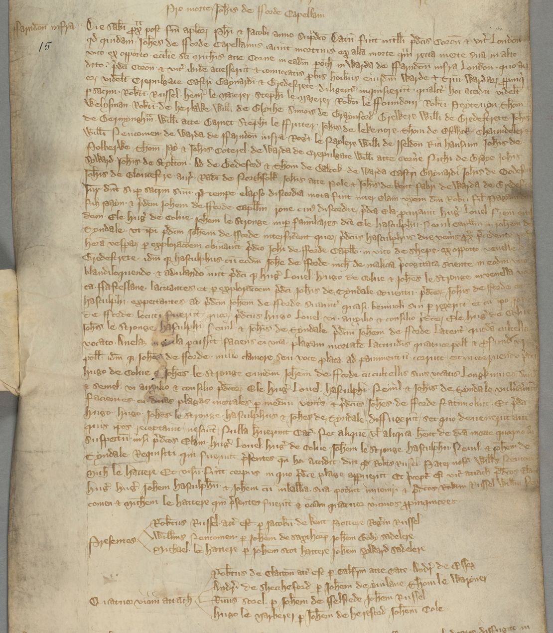 Coroner Roll discovers that Fitzpain persuades four men, her brother, two servants and a pastor, and kills Forde after arguing with the priest.