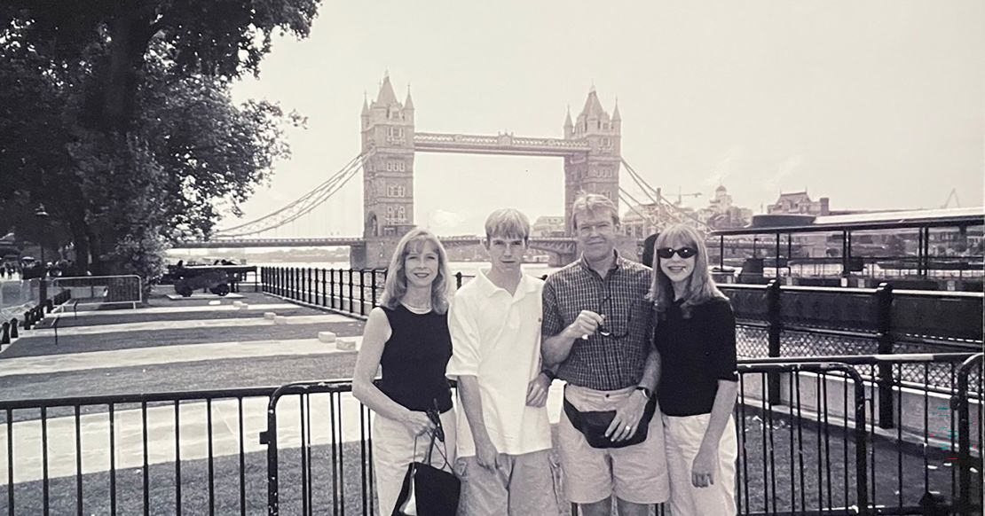 Here's Vickie and Graham with their two children on a family trip to London in the 1990s.