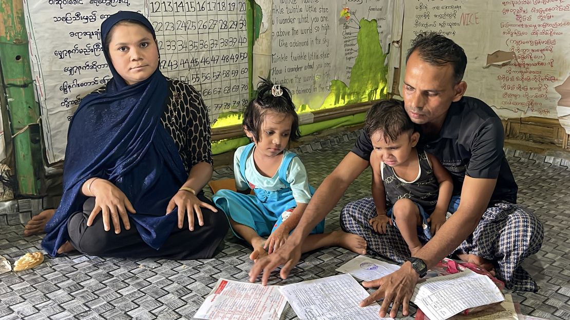 Jamila and her family in a refugee camp in Cox's Bazar, Bangladesh