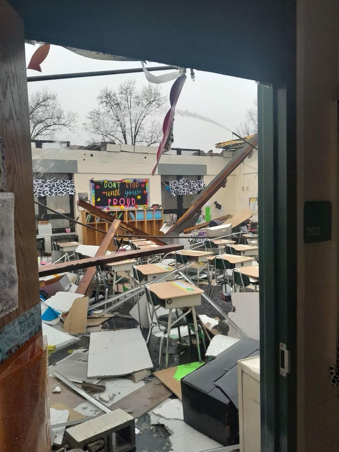 An elementary school in Proctorville, Ohio, was left in shambles after severe storms hit the area on Tuesday.