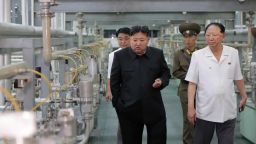 North Korean leader Kim Jong Un visits a uranium enrichment facility, which produces weapon-grade nuclear materials, in photos published by North Korean state media on Friday, September 13, 2024. No located or date were released for the photos, and certain faces in the pictures had been blurred before their release.