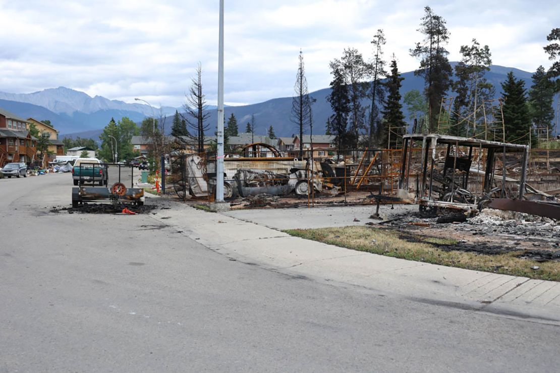 The blaze tore through the Gillese house that was under construction in Jasper, Alberta.