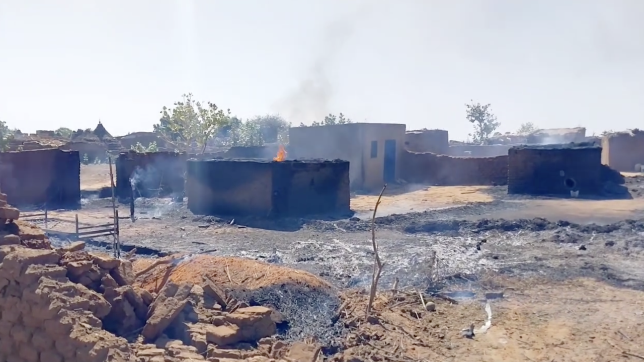 The aftermath of a previous RSF attack on the Zamzam camp in North Darfur, Sudan in December 2024 is seen in this image taken from social media.