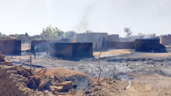 The aftermath of a previous RSF attack on the Zamzam camp in North Darfur, Sudan in December 2024 is seen in this image taken from social media.