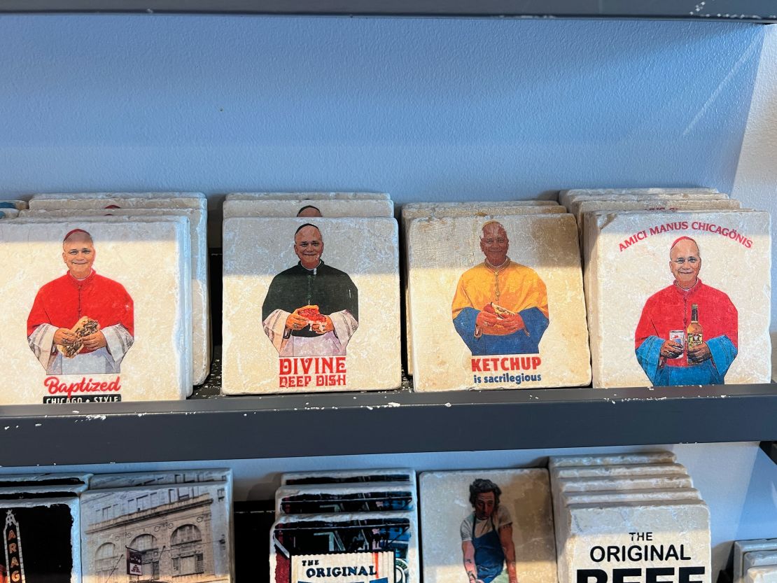 Coasters with the pope’s likeness.