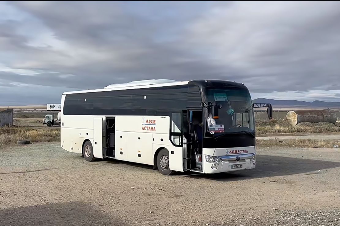 Lin took this bus for his journey from China to Kazakhstan.