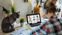 At-home worker on a video call