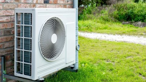 Heat pump installed in a residential home.