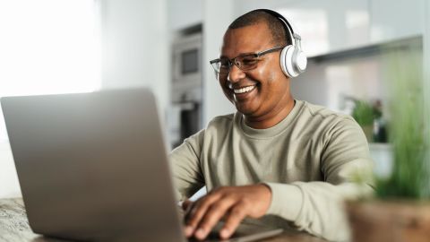 Person working on a laptop