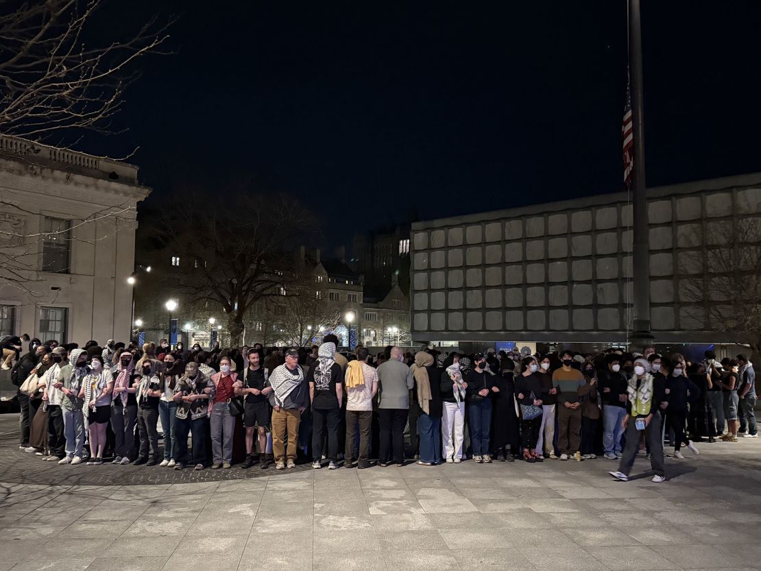 An encampment formed Tuesday at Yale University to show solidarity with the people of Gaza.