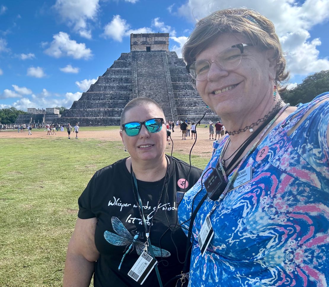 Tam and Bobbi, pictured here at the Chichén Itzá archaeological site in Mexico, say they have always supported one another.