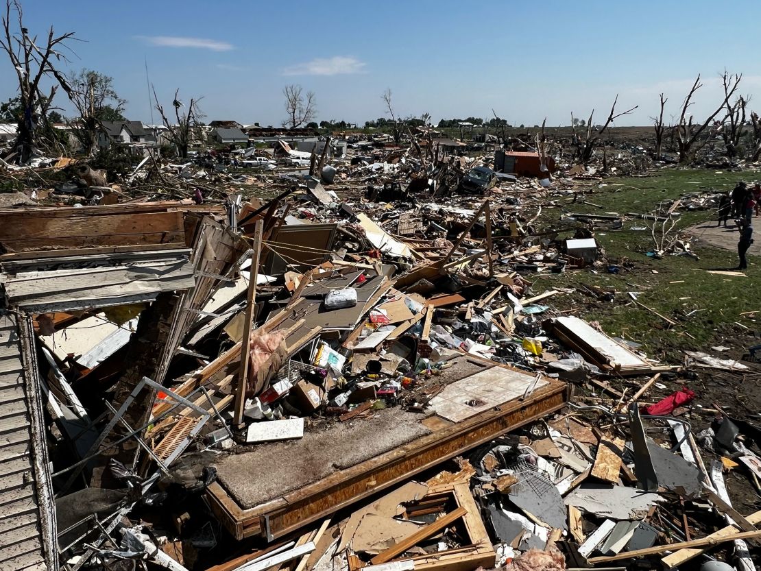 Storm damage is seen in Greenfield, Iowa, on May 22, 2024.