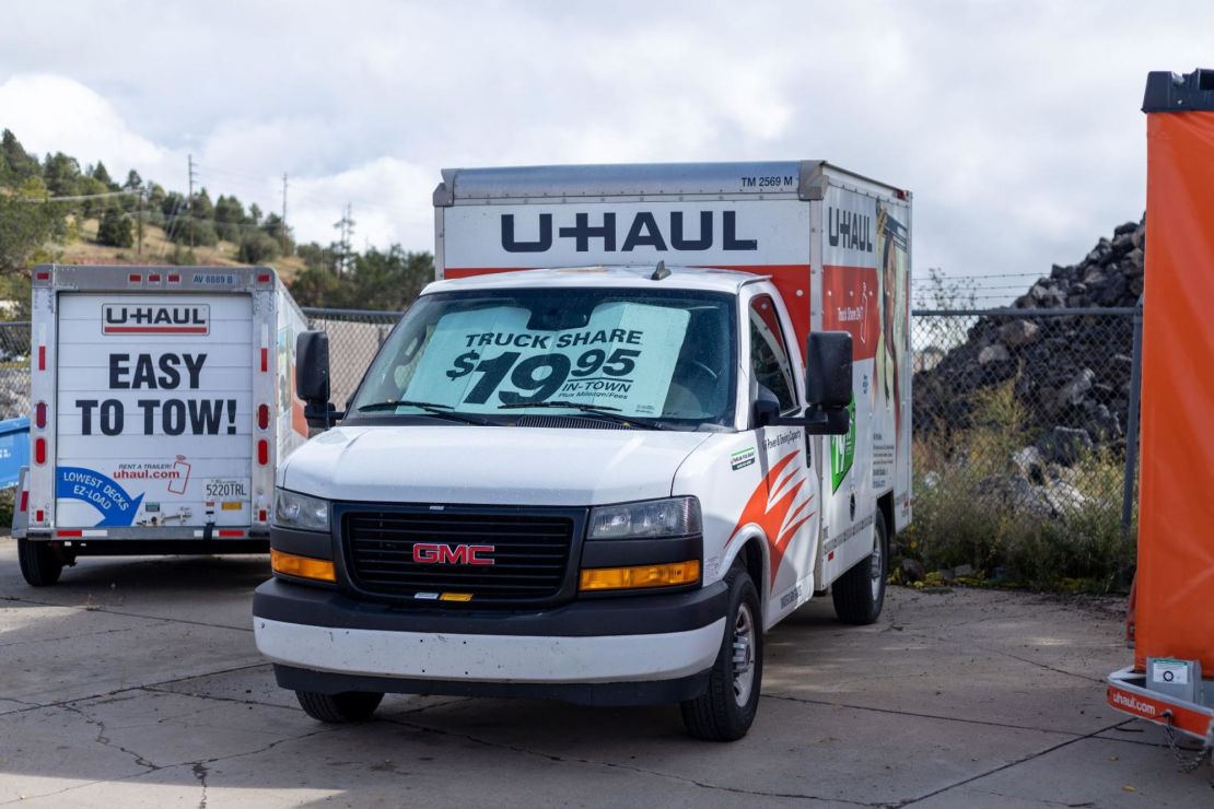 10-foot U-haul moving truck parked in a parking lot.