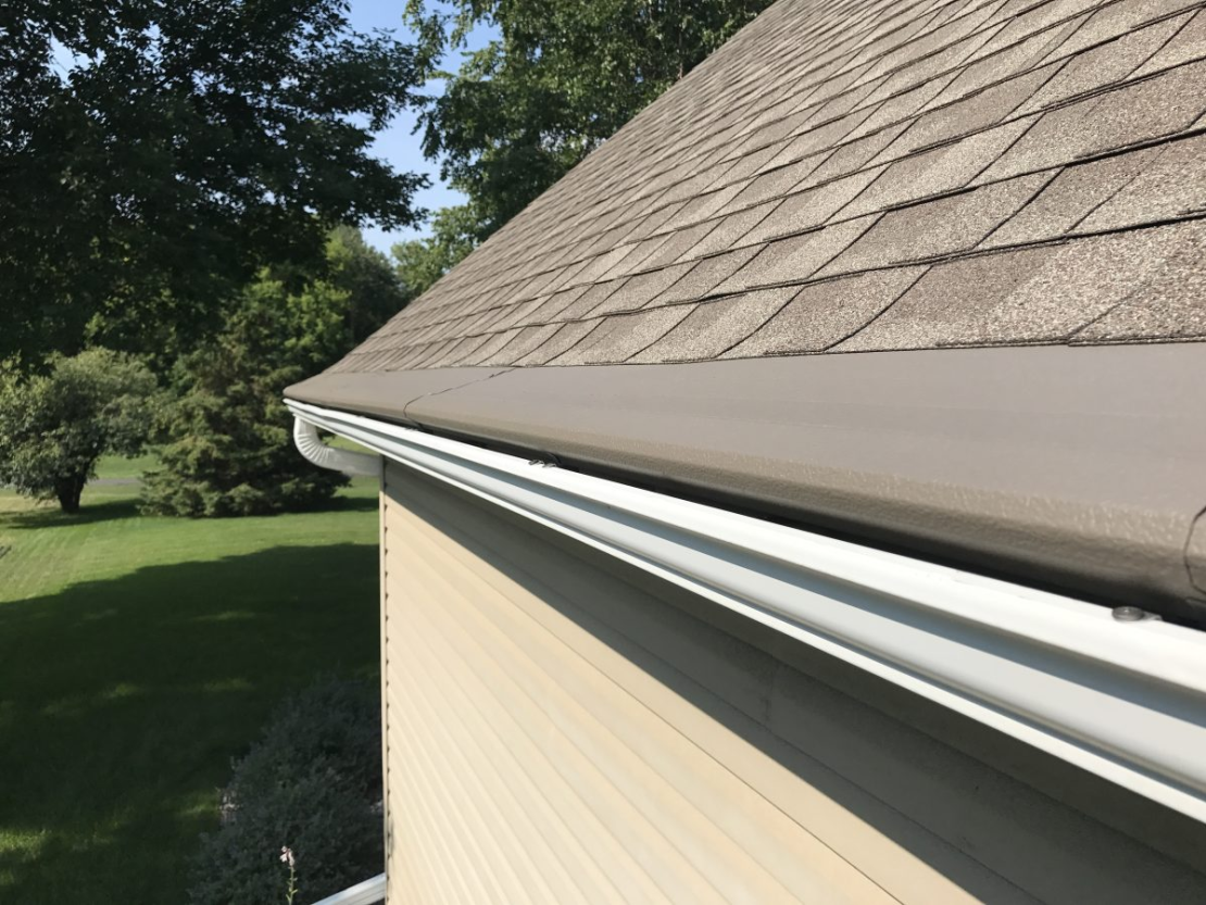 Gutter Helmet, made from PermaLife-coated aluminum, installed on a Minnesota home