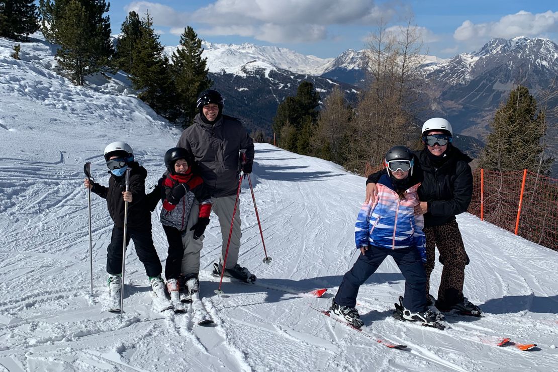 The Mersinger family poses for a photo on the slopes in Italy.