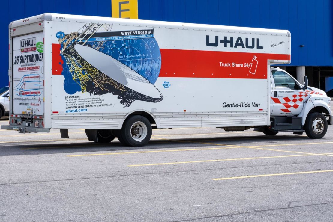 26-foot U-haul van parked in a parking lot.