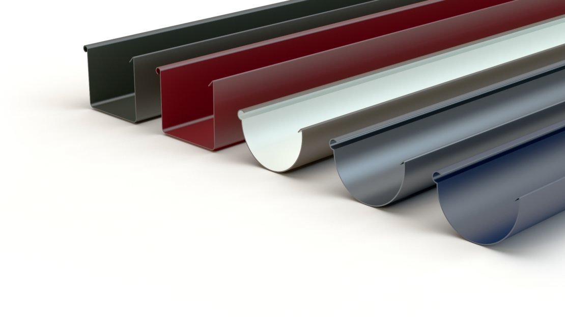 Box and half-round gutters in various colors