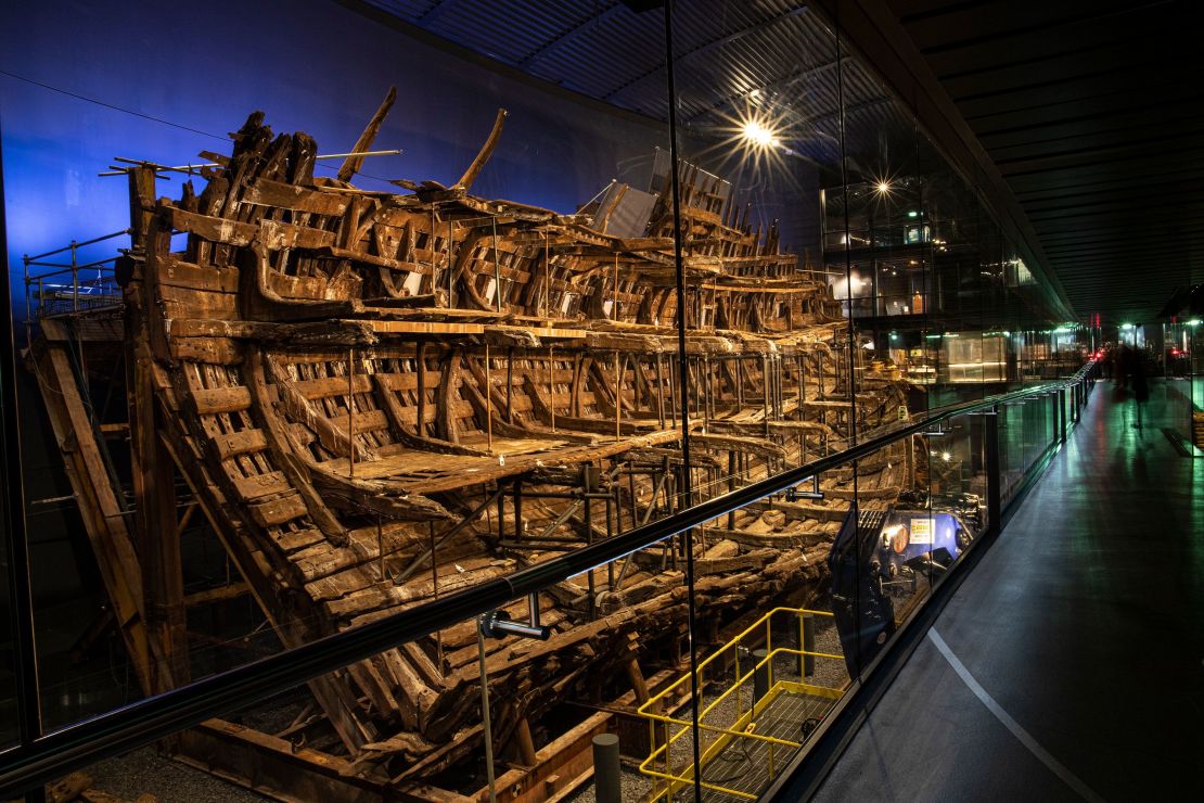 The wreckage of the Mary Rose is on display at The Mary Rose Museum in Portsmouth, England.