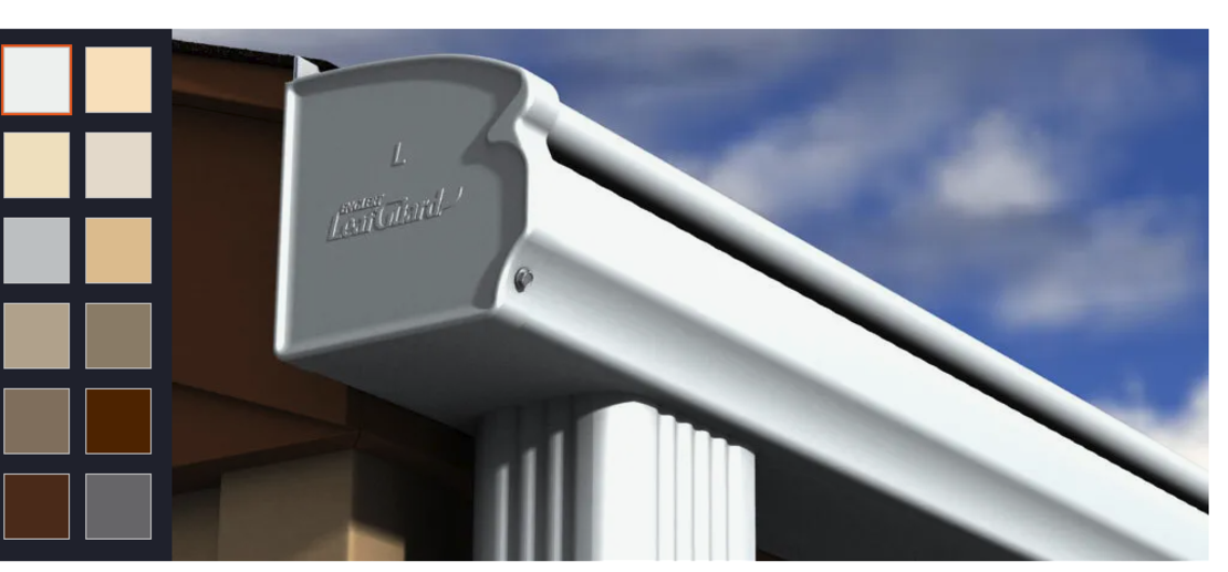 LeafGuard’s integrated gutter system shown with color options