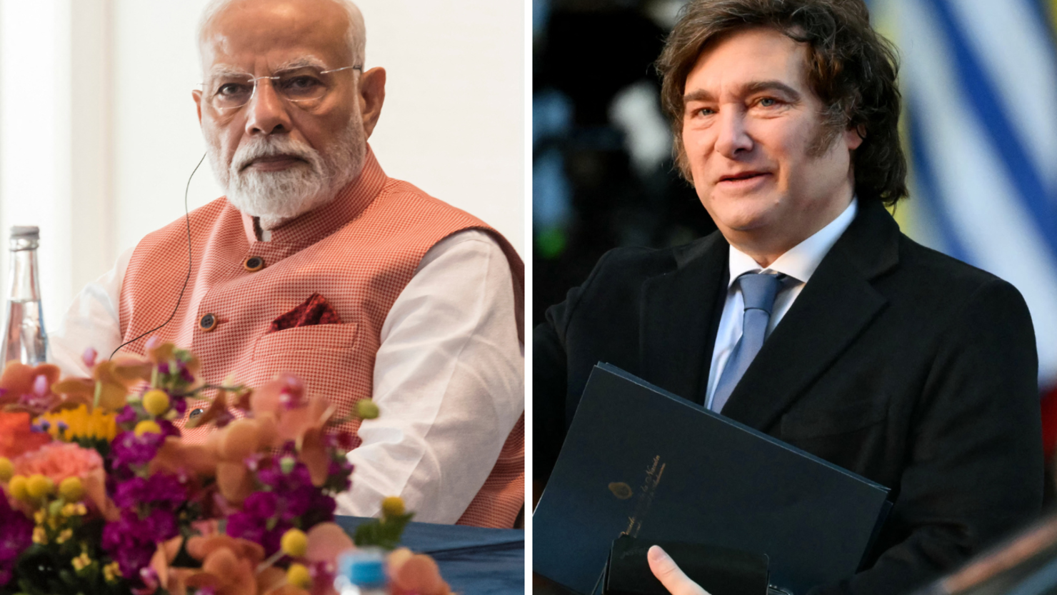 El presidente Javier Milei recibe en la Casa Rosada a Narendra Modi, el primer ministro de India