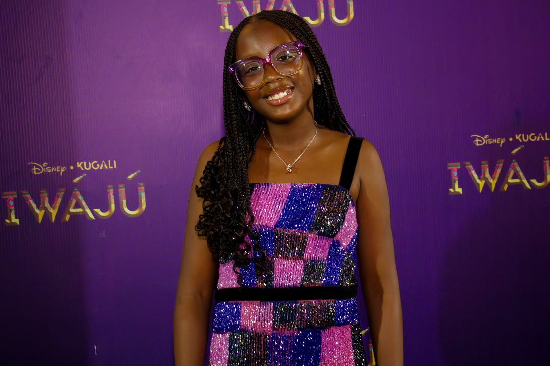 Simisola Gbadamosi, who voices Tola in the animated series Iwájú, attends the world premiere in Lagos, Nigeria, on February 27.