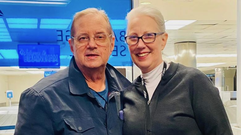 Jill and Bruce during one of Hickey’s shifts at Birmingham-Shuttlesworth International Airport as a customer service agent for Delta Air Lines.