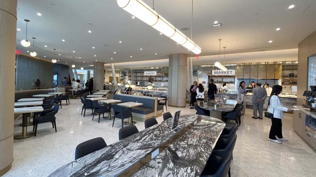 A photo of the market dining area at the Delta One Lounge