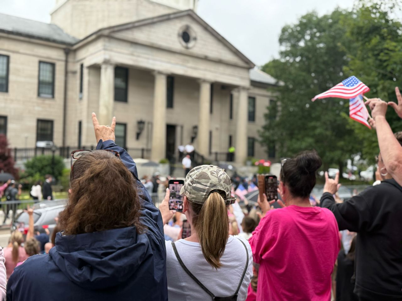 Supporters of Karen Read wait outside the Norfolk Superior Court in Dedham, Massachusetts, on June 17, 2025, for a jury to deliver a verdict in Read's second murder trial.