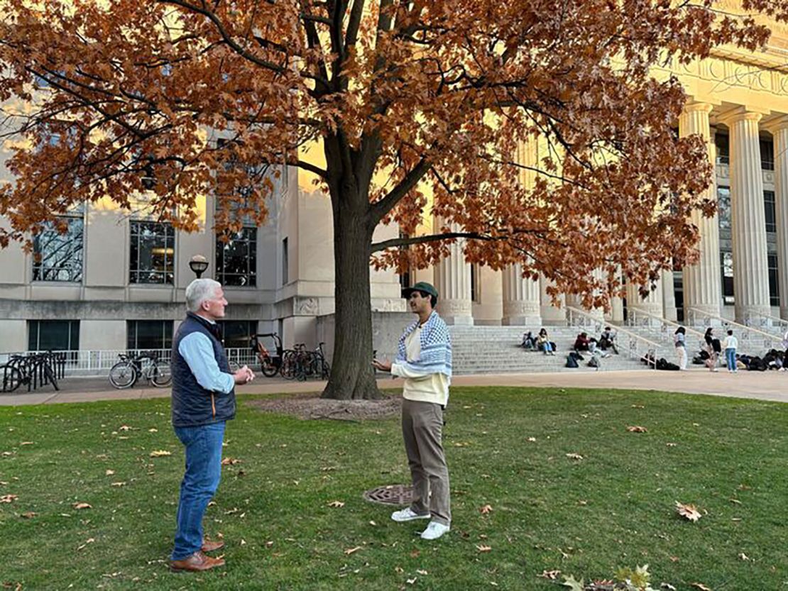 John King speaks with University of Michigan student Joseph Fisher in Ann Arbor, Michigan.