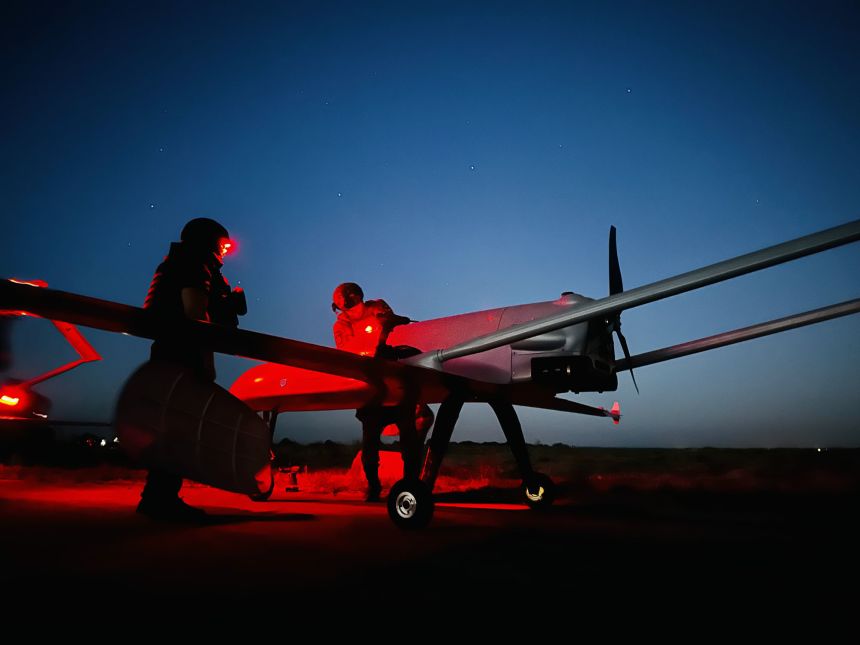 Preparations for drone launches take place under cover of darkness, in this archive picture.