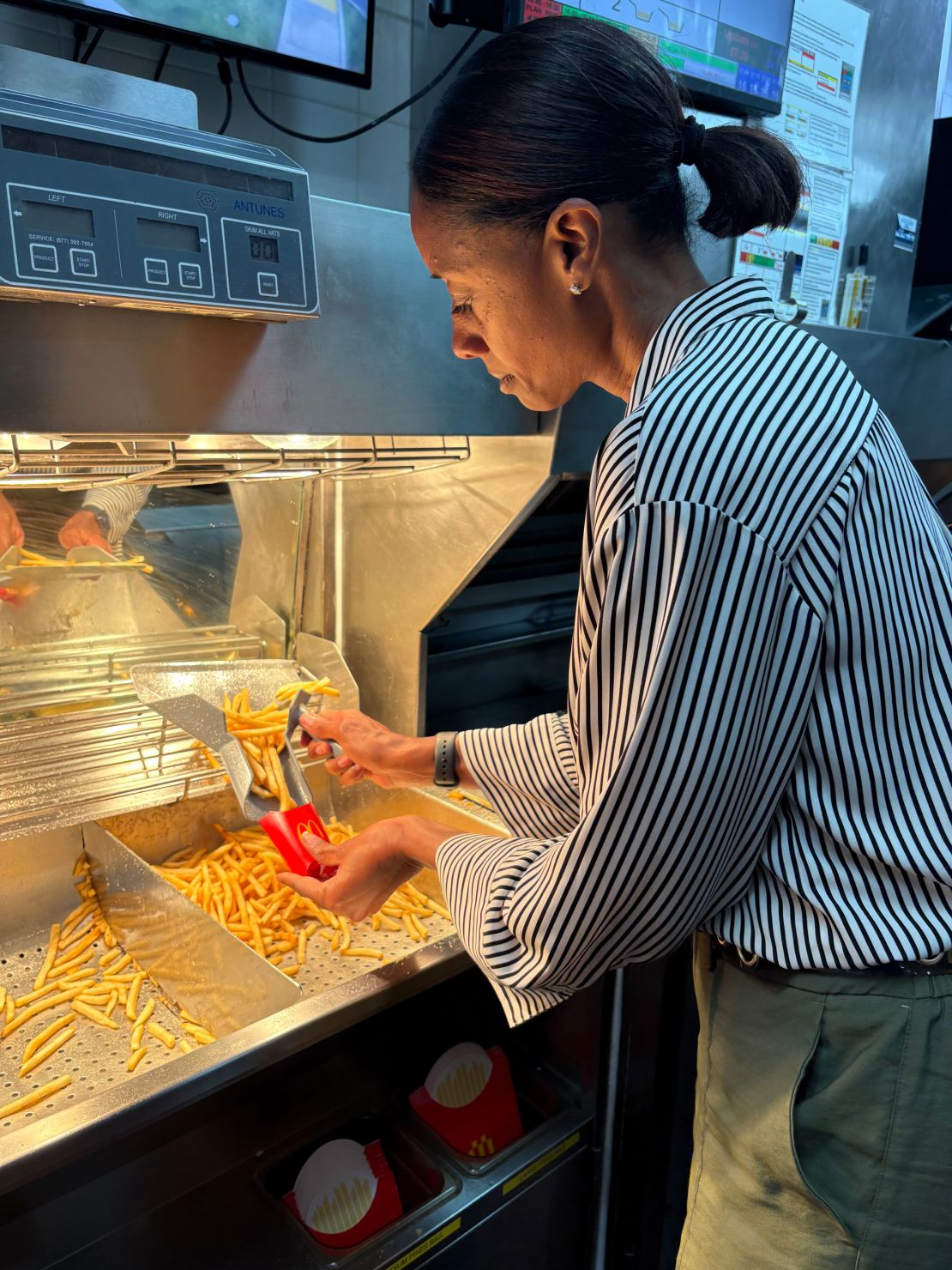 Kerri Harper-Howie at a McDonald's in Los Angeles on April 15. Harper-Howie and her family own 24 franchise locations in California, which raised the minimum wage for fast food workers to $20 per hour in April 2024.