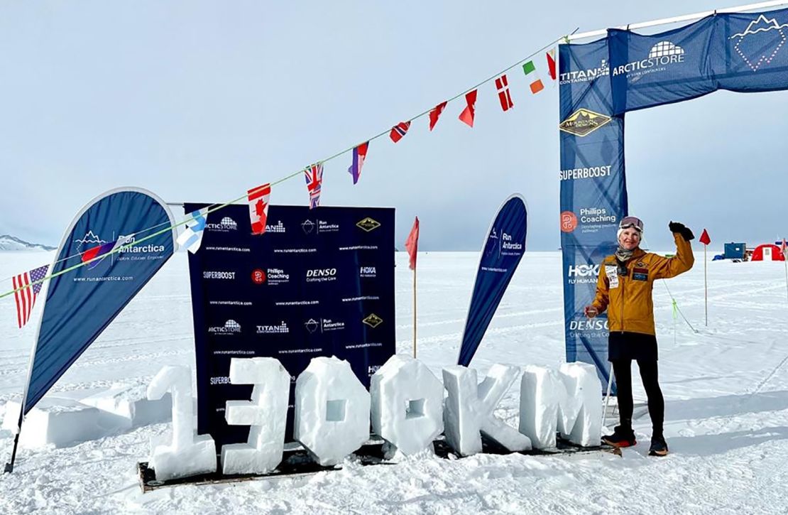 Urquhart marks setting a world record for the longest-ever run in a polar region.