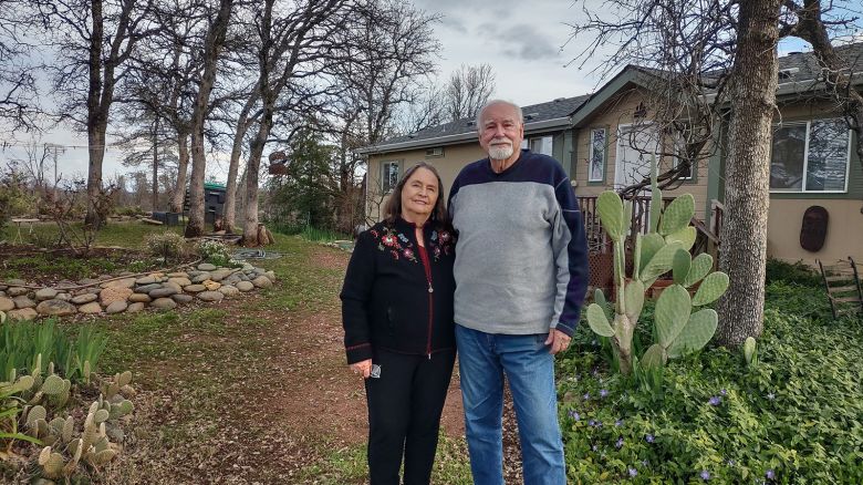 Diana Wright Troxell and her husband Bruce at their home in Cottonwood, California.